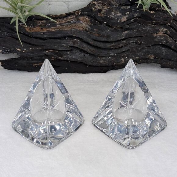 1960’s Pair of Nybro Sweden Volcano Crystal Candleholder Bookends - Picture 4 of 11